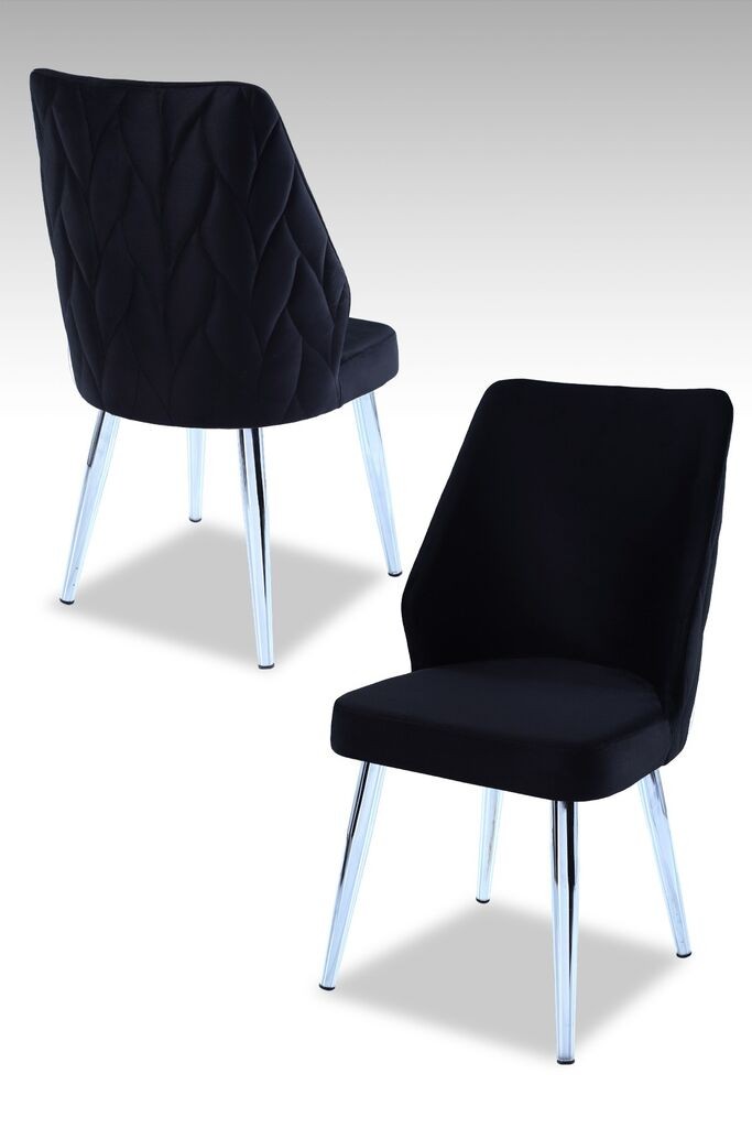 Комплет столчиња Hanah Home Poufy, 48x90x43 см, 4 парчиња, сребрено-црни бои