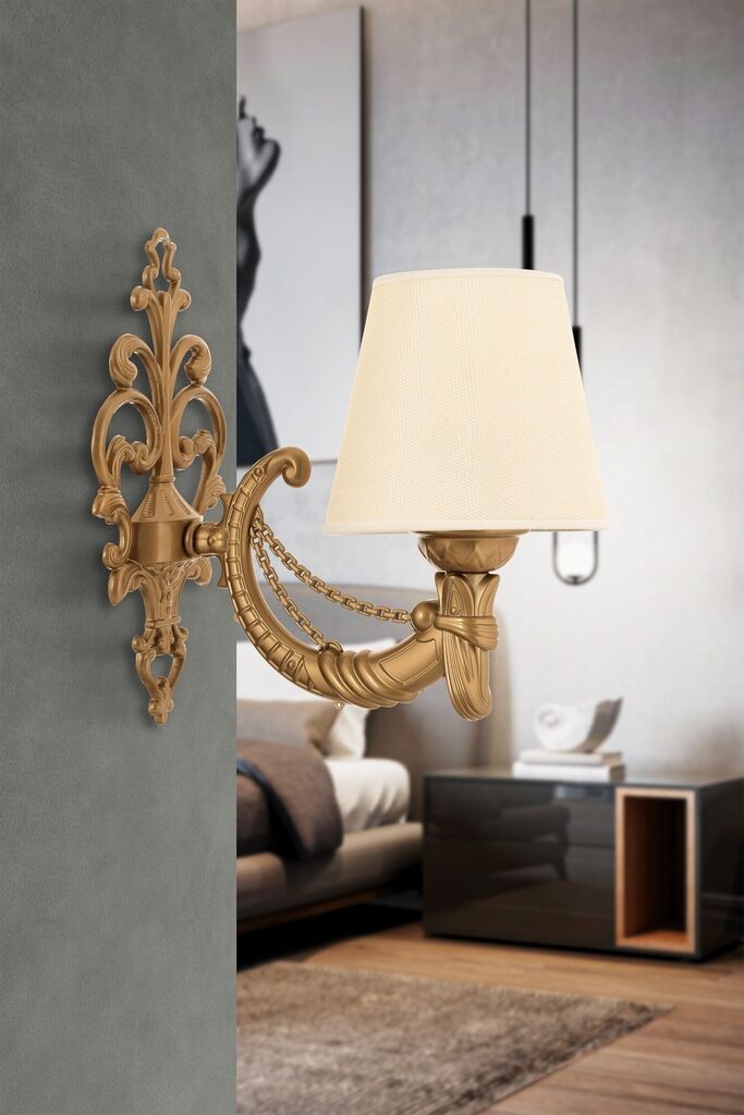 Opviq dzидна светилка Gloria, 15x10x13cm, IP20, крем-златна боја