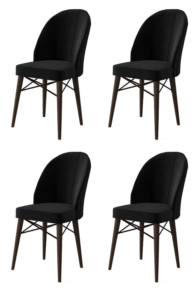 Комплет столчиња Hanah Home Ritim, 44x96x42 см, 4 парчиња, кафеаво-црна