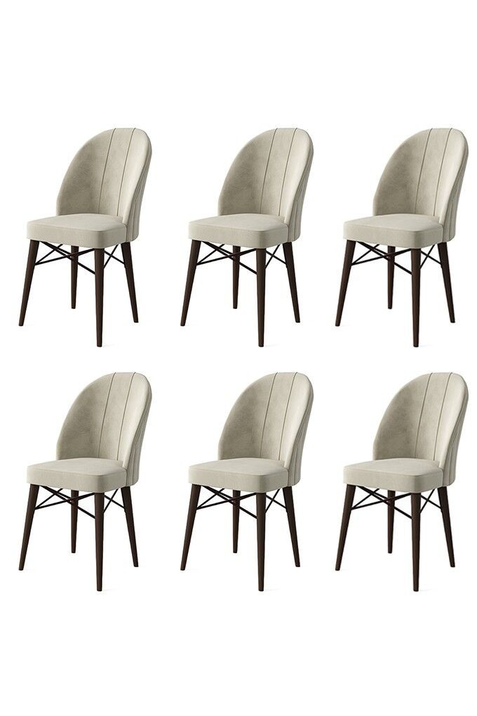 Комплет столчиња Hanah Home Ritim, 44x96x42 см, 6 парчиња, кремасто-кафеава