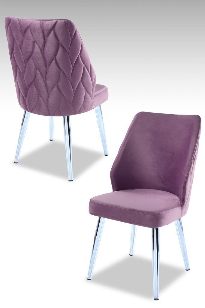 Комплет столчиња Hanah Home Poufy, 48x90x43 см, 4 парчиња, сребрено-виолетова