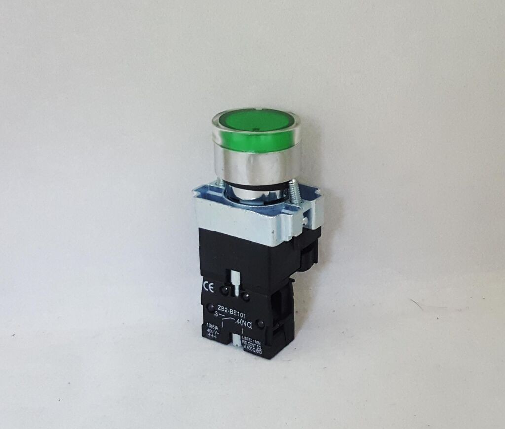 Alfa Electric Тастер со сигнална светилка зелен NO 24V BN3371