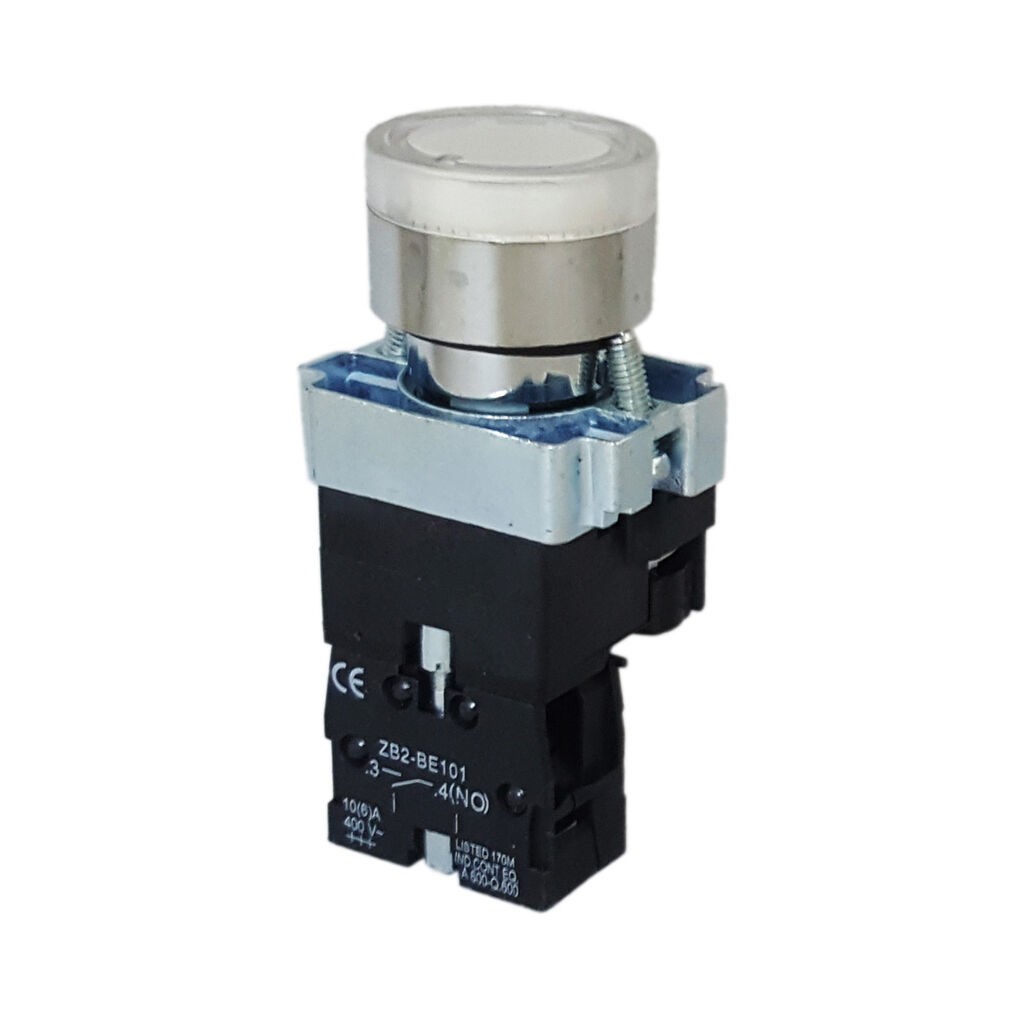 Alfa Electric Тастер со сигнална светилка бел NO 24V BN3171