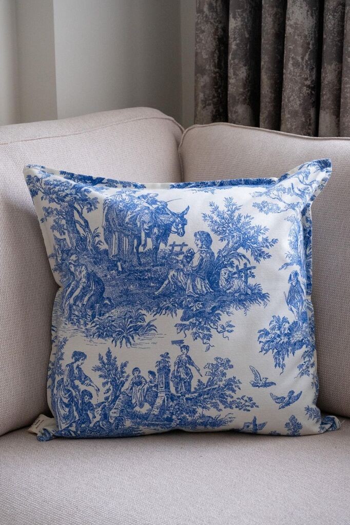 Декоративна навлака за перница Aberto Design BST062, 45 x 45 см, сино-бела