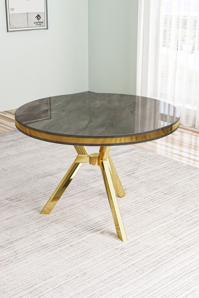 Трпезариска маса Hanah Home Mos, 90x74x90 см, златна боја