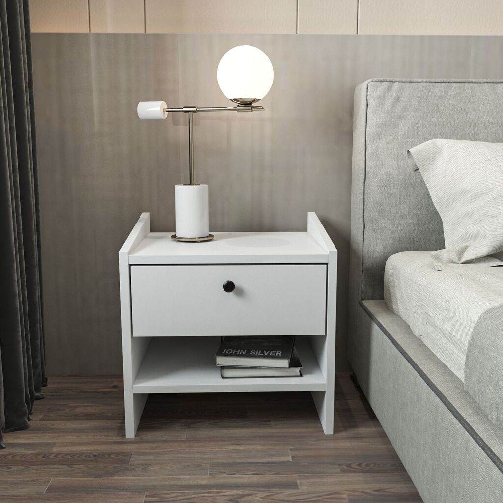 Ноќна масичка Hanah Home Берлин, 45x45x35 см, бела