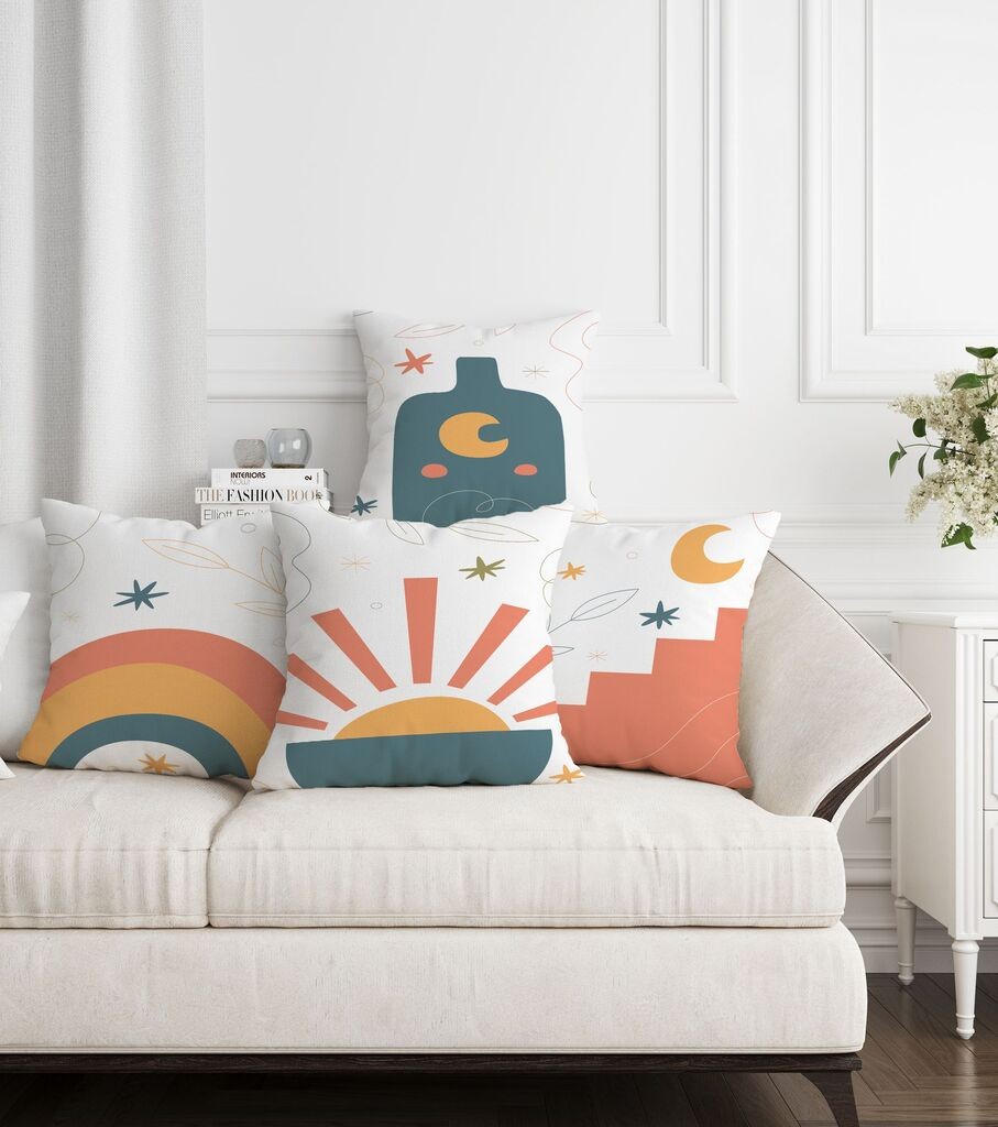 Комплет декоративни навлаки за перници ABERTO Design ASR-plw4-7, 43 x 43 см, 4 парчиња, повеќебојни