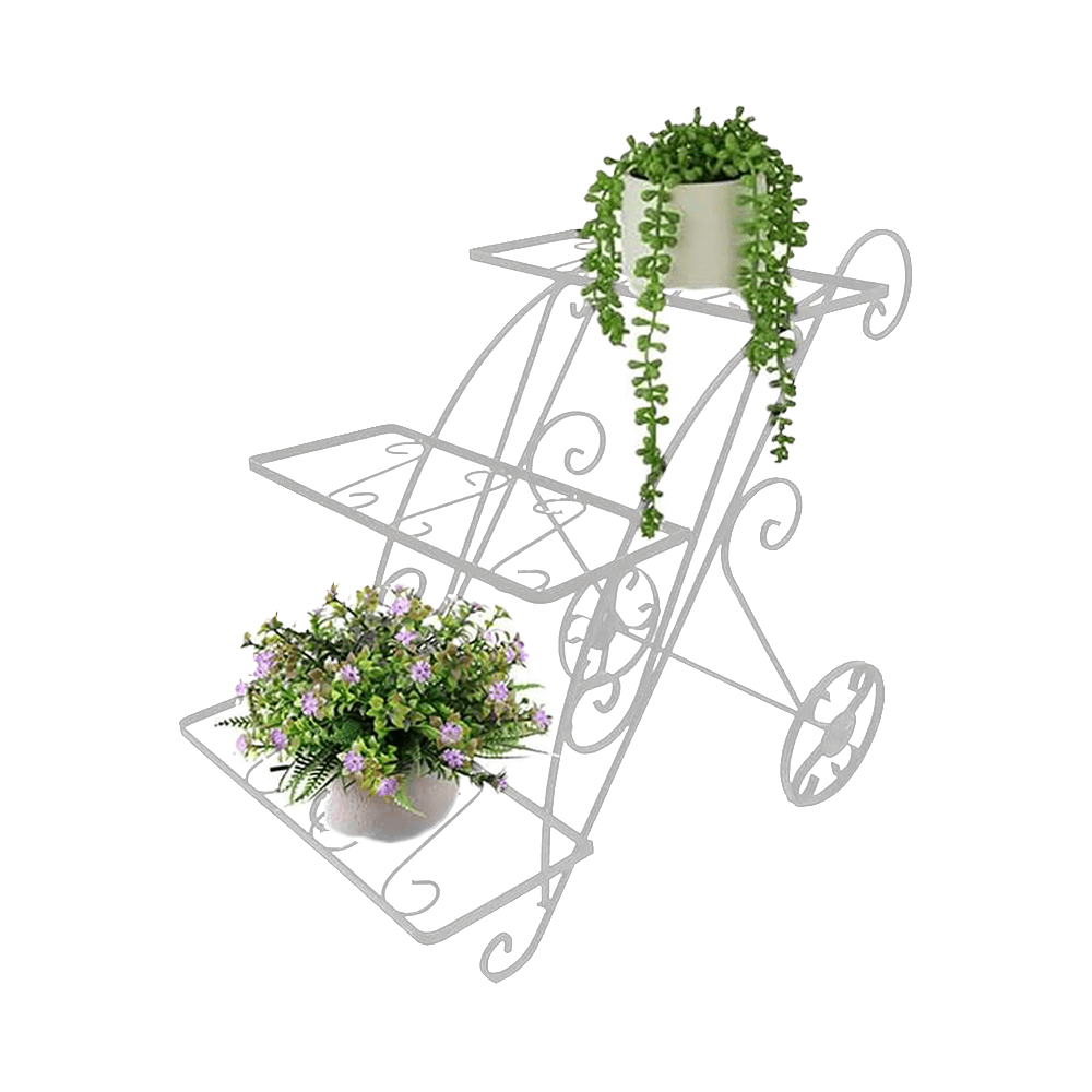 Држач за 2 Жардињери Количка Бела