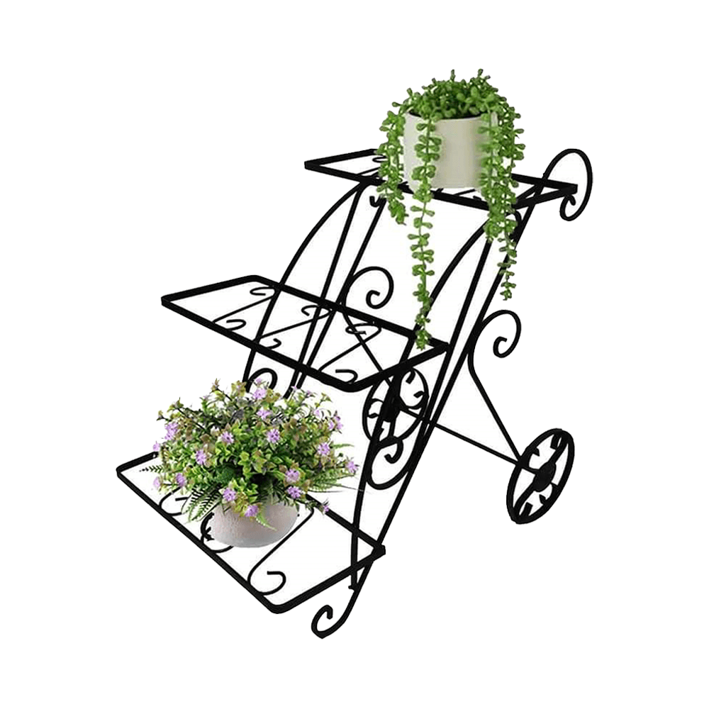 Држач за 2 Жардињери Количка Црна