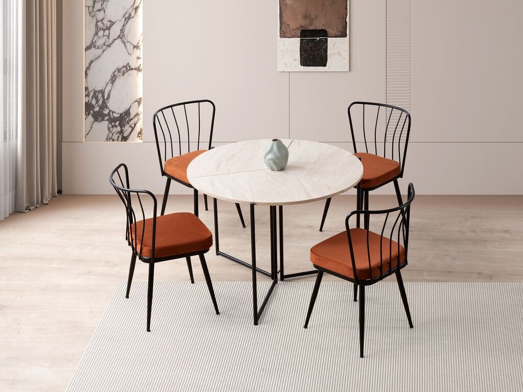 Трпезариска маса Hanah Home Split Yaprak 1204, 100x72x100 см, беж