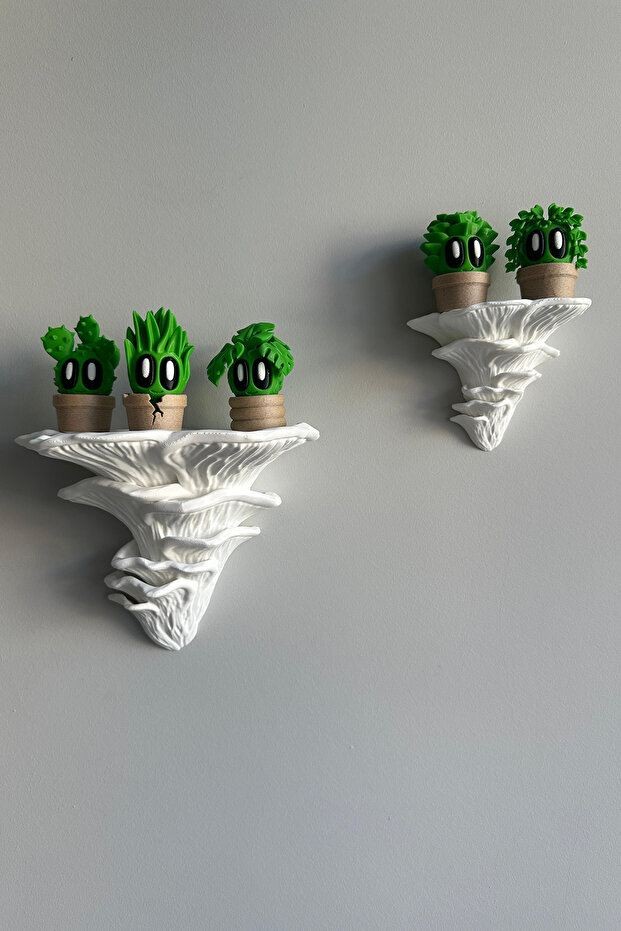 Комплет полици за dzид Aberto Design во форма на печурка, 2 парчиња, бели