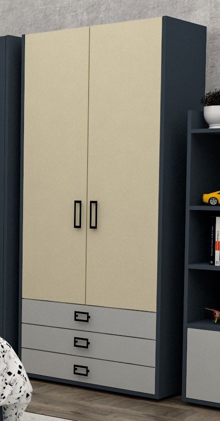 Мебел Ви Двокрилен ормар со фиоки пилот 90