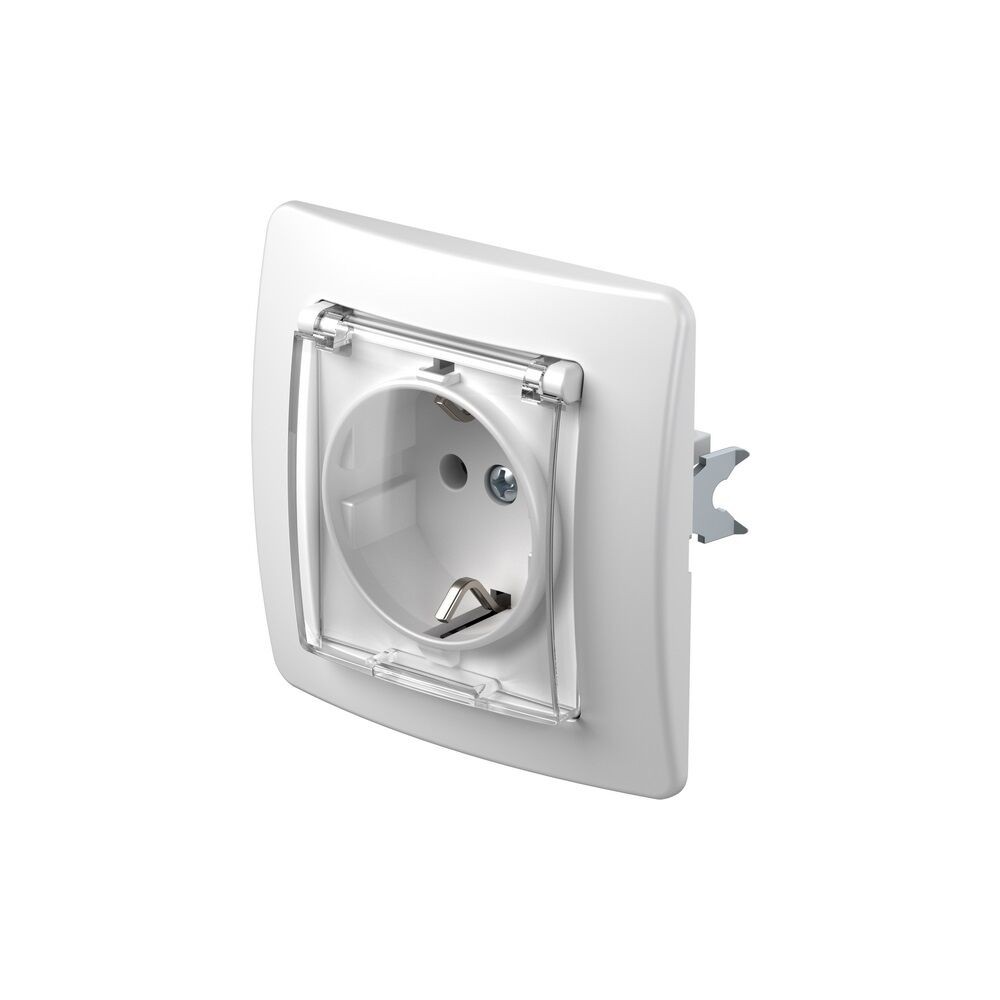 Tem Cates Приклучница II шуко со капак бела економик TEM 17627