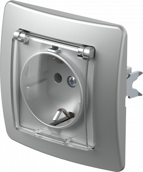 Tem Cates Приклучница II шуко со капак сребро економик TEM VE11ST