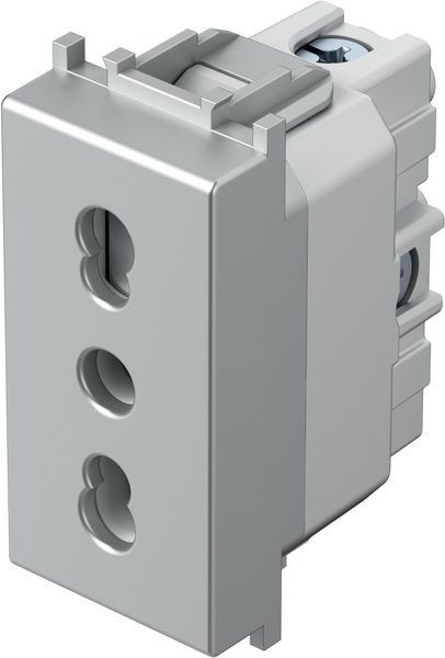 Tem Cates Приклучница италијанска 1М 2П сребро модул VM30ES