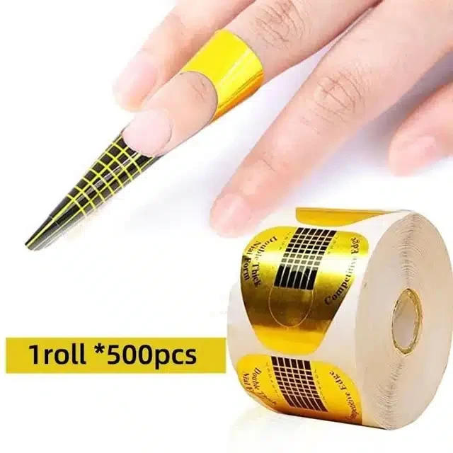 Bini Beauty Златни траки за гел нокти Double Thick Nail Form 1roll*500pcs