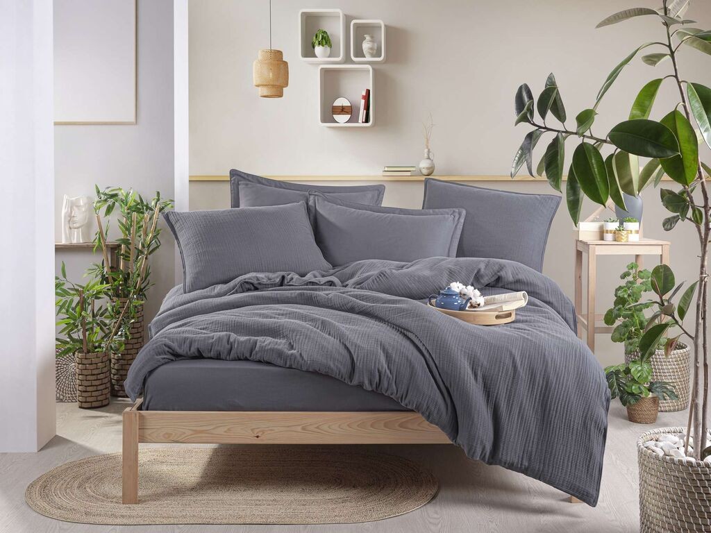 Комплет постелнина L'essentiel Maison Muslin, темно сива