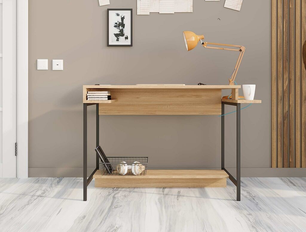 Биро Hanah Home Ballista, 113x74x57 см, даб-црна