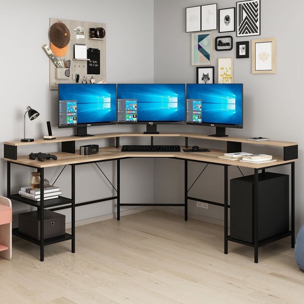 Работна маса Hanah Home Power, 180x90x60 см, црна