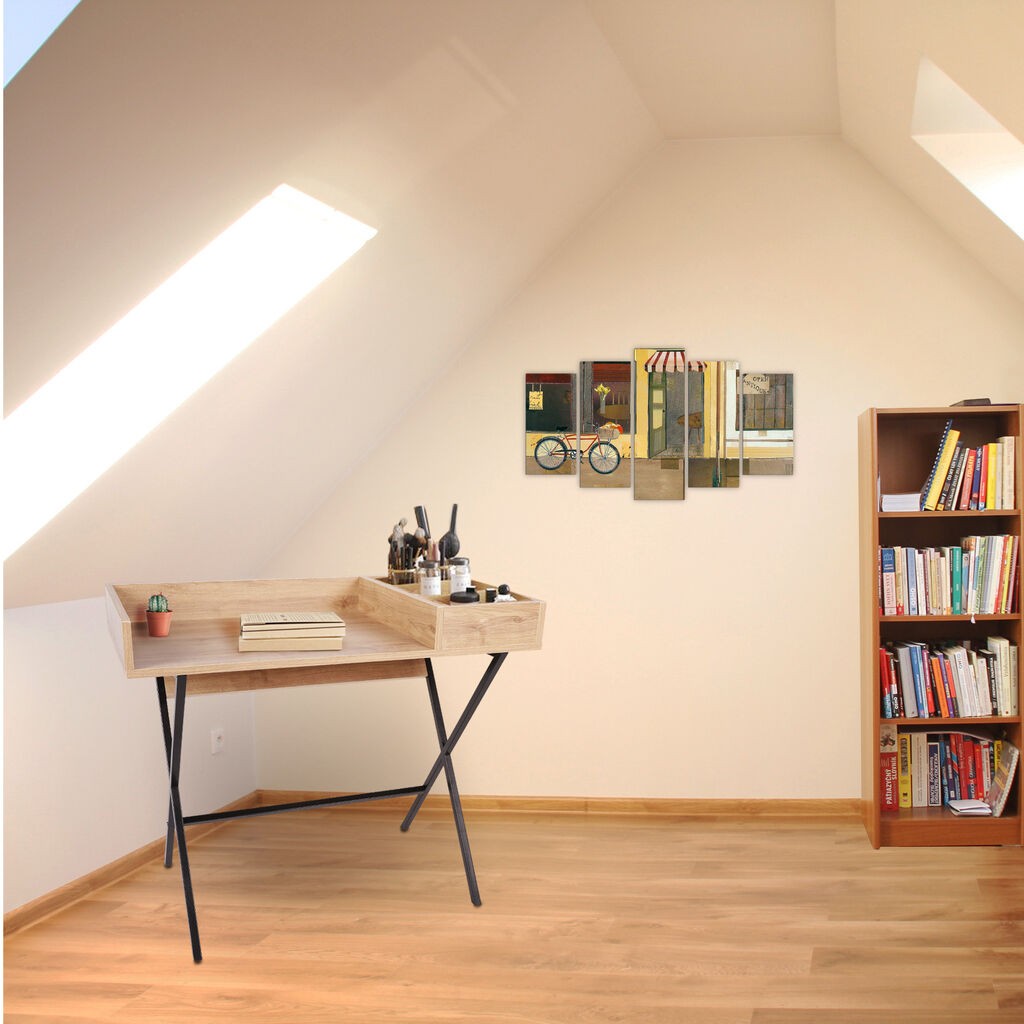 Биро Hanah Home Roma, 100x50x89 см, даб-црна