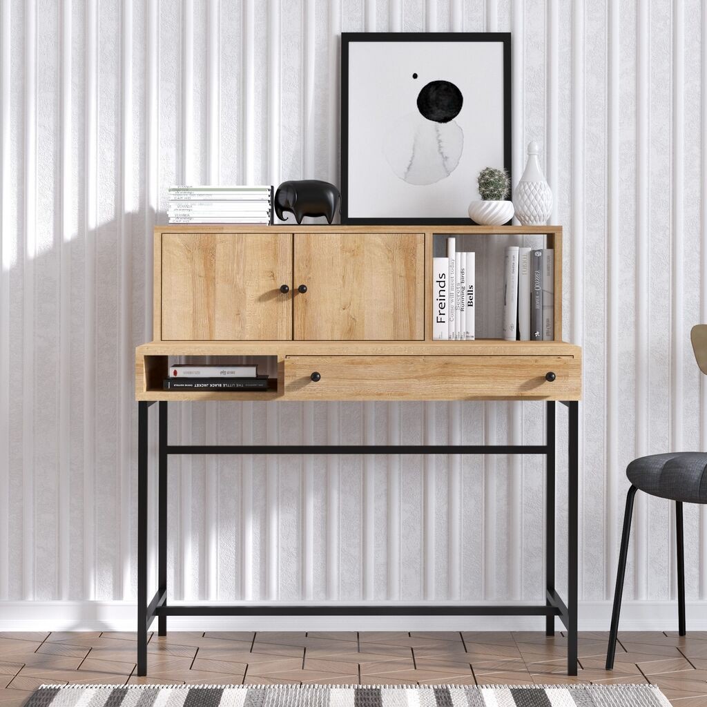 Биро Hanah Home Jodie, 100x103x60 см, даб-црна