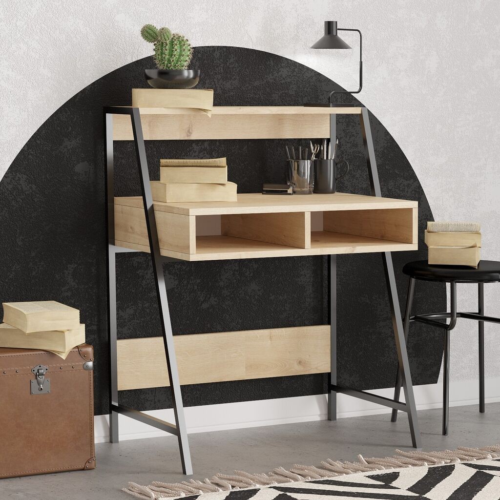 Биро Hanah Home Class, 79x100x50 см, даб-црна