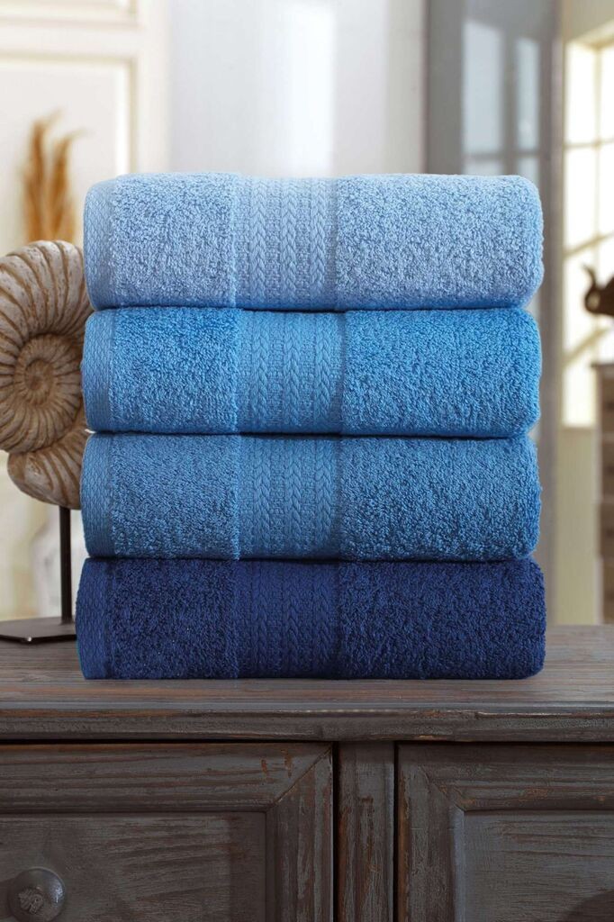 Комплет за пешкири L'essentiel Maison Rainbow, 50x85 cm, 4 парчиња, сина