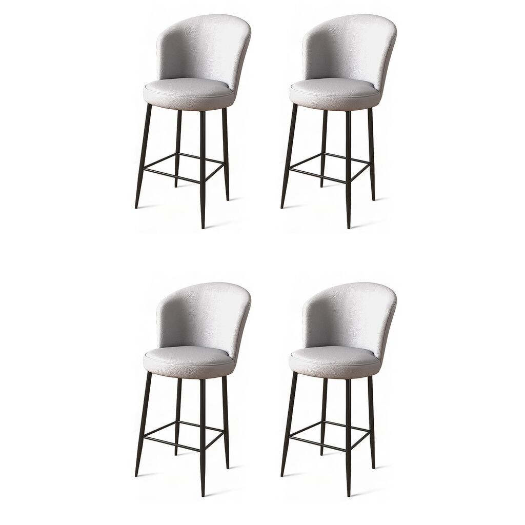 Комплет барски столчиња Hanah Home Uras, 4 парчиња, сиво-црна
