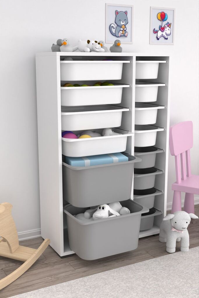 Комода Hanah Home за повеќекратна употреба Rine 2D4K8U, 69,5 x 109 x 30 см, сиво-бела