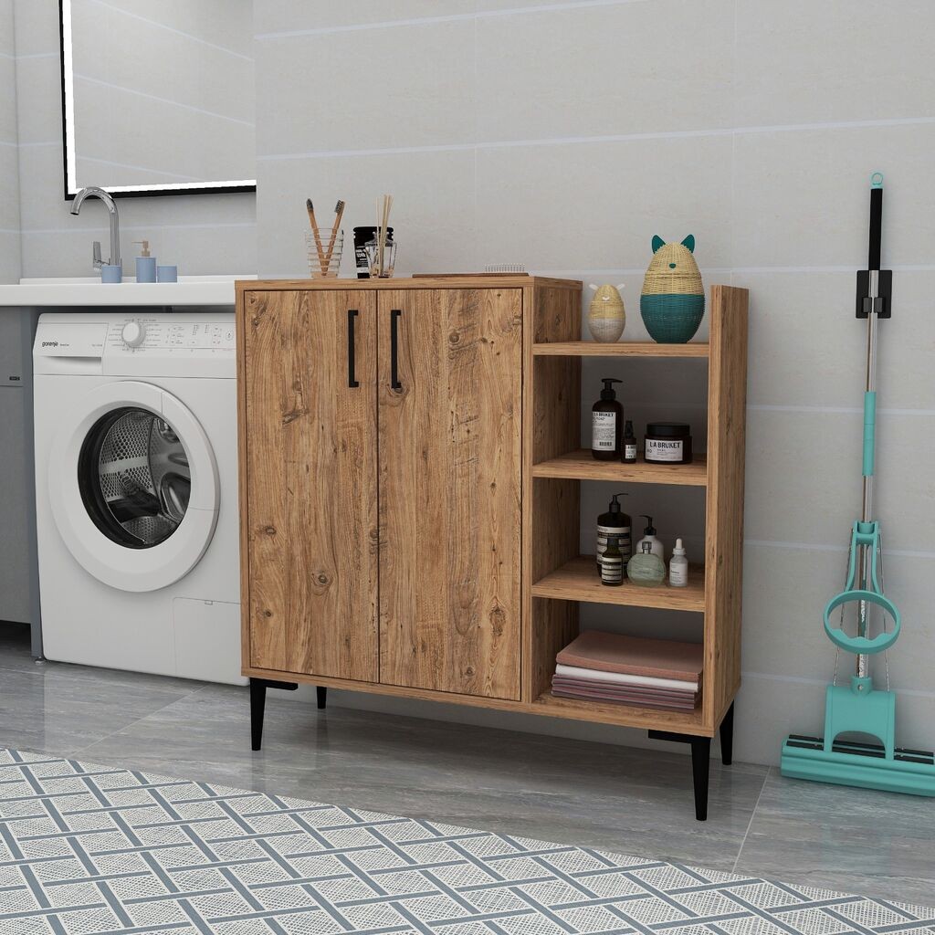 Комода со фиоки Hanah Home Leskar за повеќекратна употреба, 90 x 90,6 x 29,6 см, кафеава