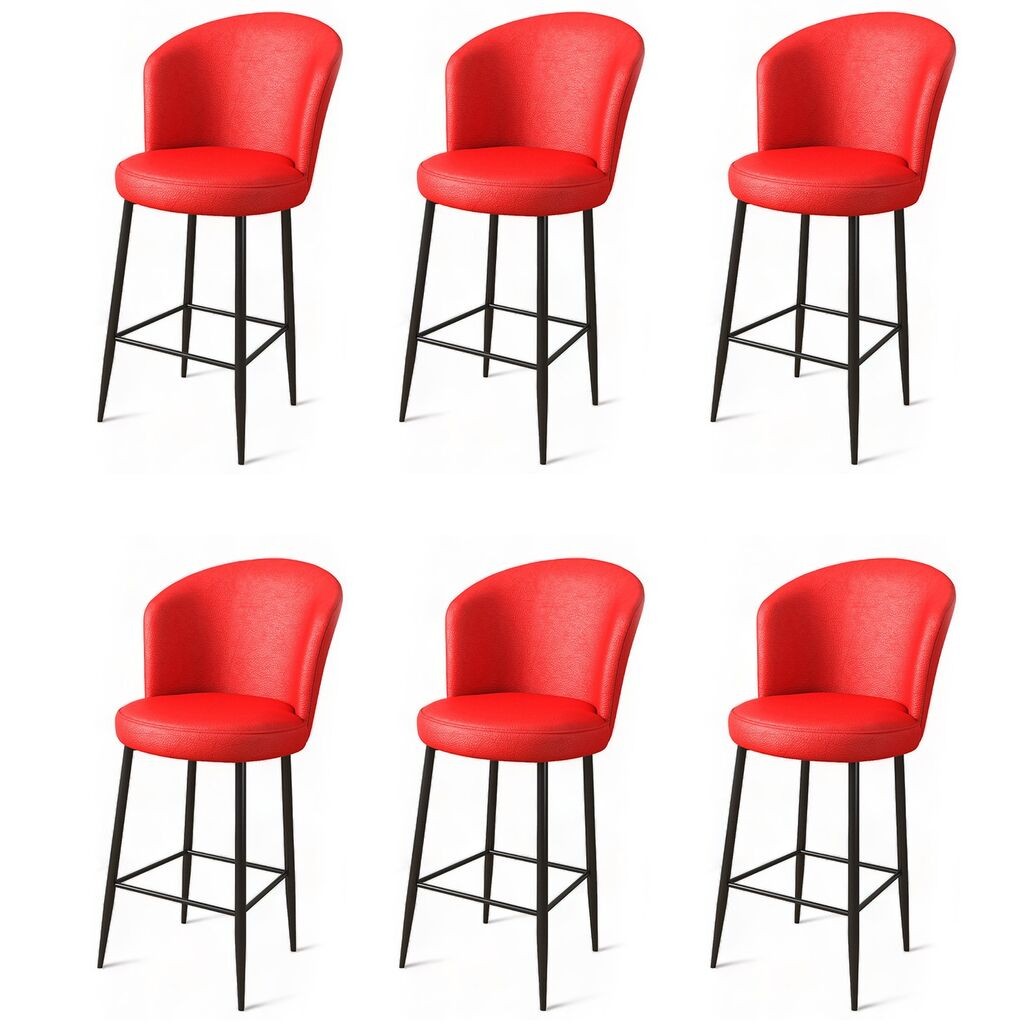 Комплет барски столчиња Hanah Home Uras, 6 парчиња, црвено-црна