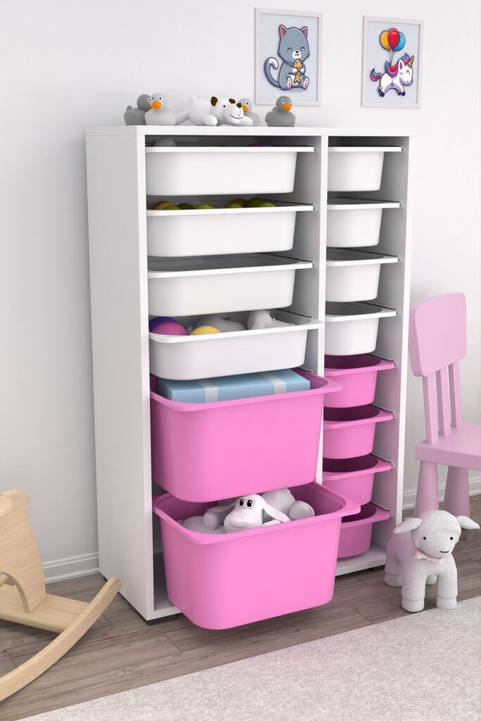 Комода Hanah Home за повеќекратна употреба Rine 2D4K8U, 69,5 x 30 x 109 см, бело-розова