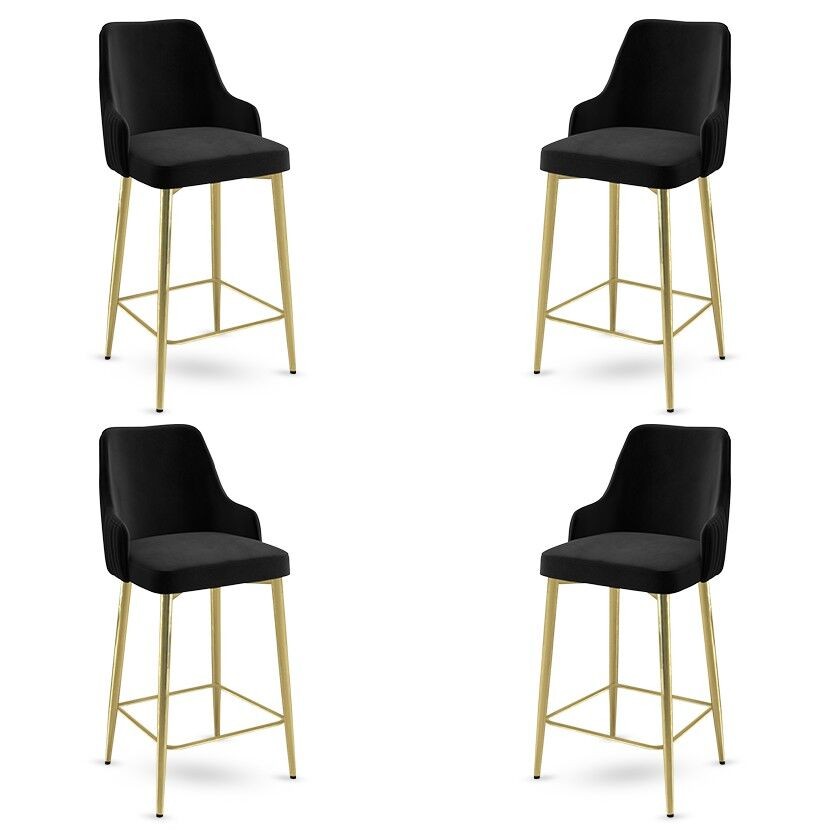 Комплет барски столчиња Hanah Home Enox, 4 парчиња, антрацит-златна