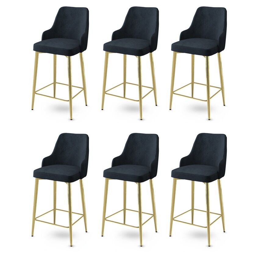 Комплет барски столчиња Hanah Home Enox, 6 парчиња, антрацит-златна