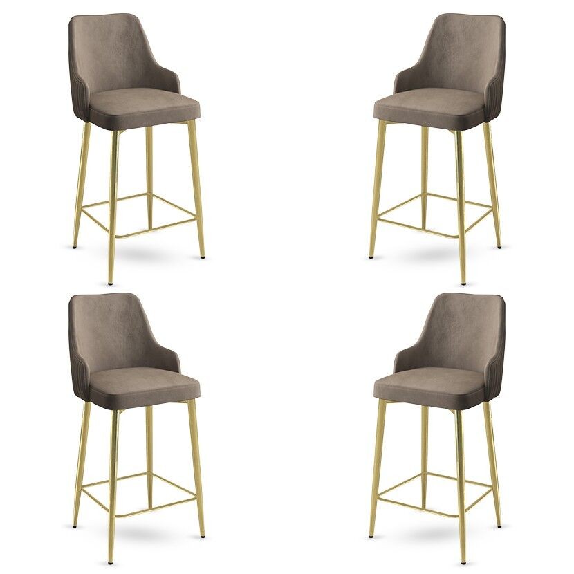 Комплет барски столчиња Hanah Home Enox, 4 парчиња, беж-златна