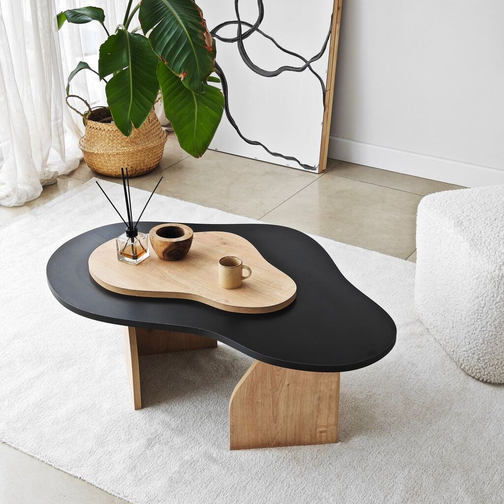 Маса Hanah Home Club Melted, 105x35x65 см, беж-црна