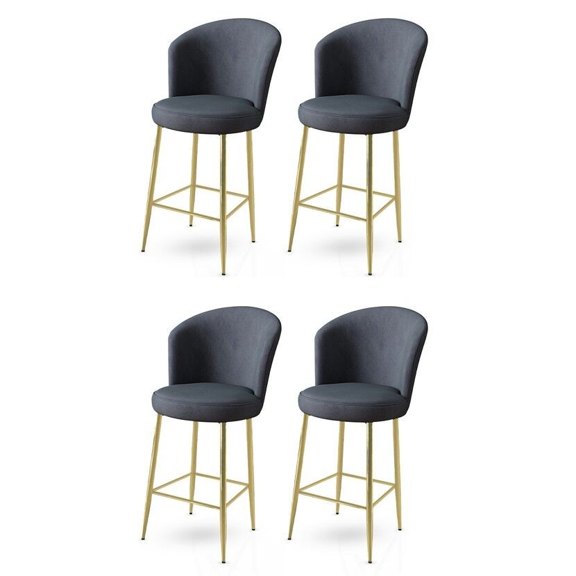 Комплет барски столчиња Hanah Home Fora, 4 парчиња, антрацит-златна