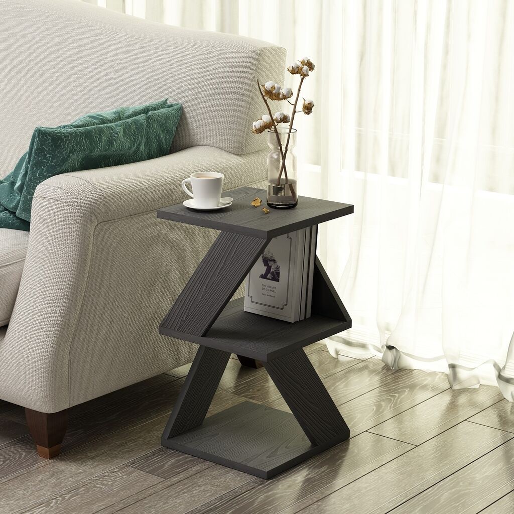 Маса Hanah Home Club Албени, 29,6x54,2x29,6 см, темно сива