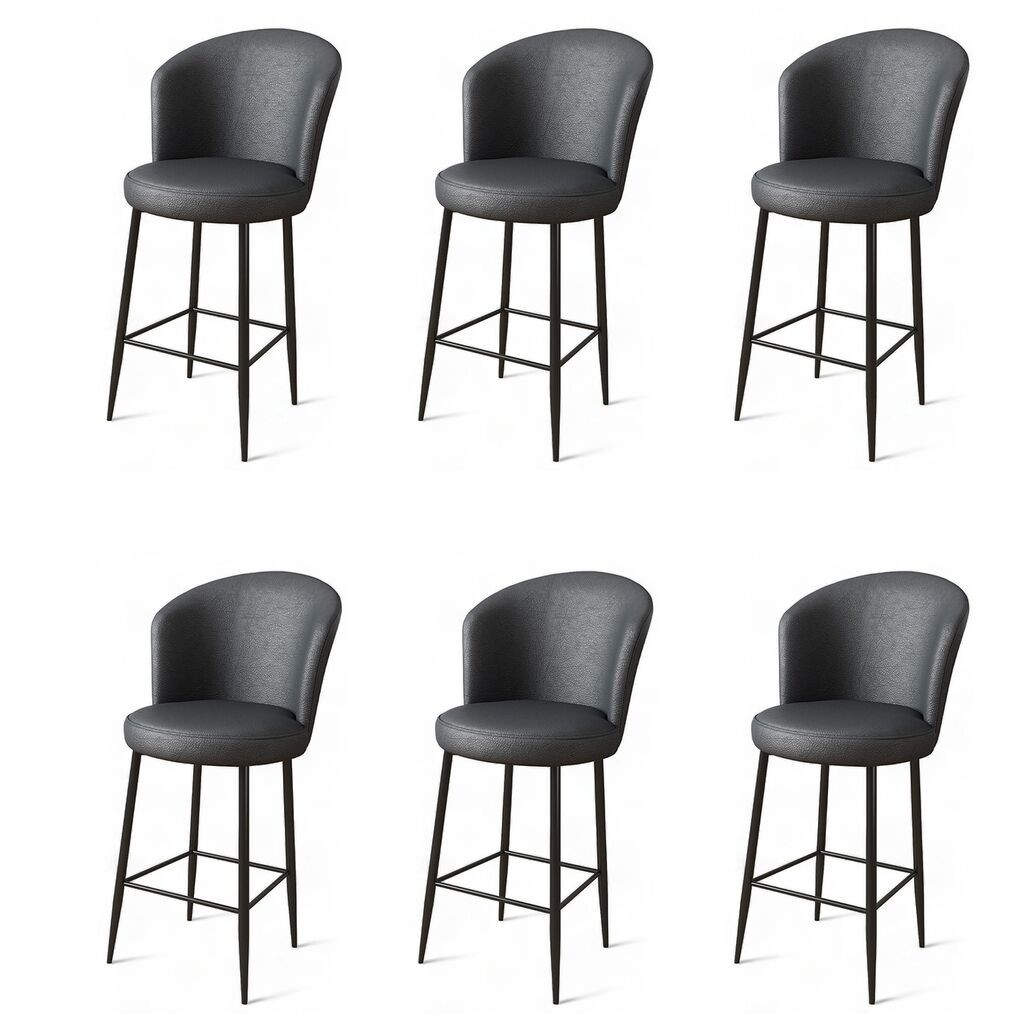 Комплет барски столчиња Hanah Home Uras, 6 парчиња, антрацит-црна