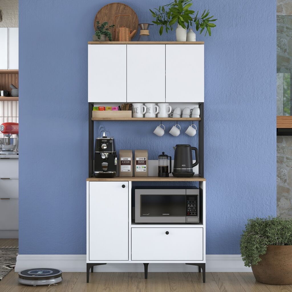 Комода Hanah Home за повеќекратна употреба JE159-3253, 90 x 38 x 184,2 см, бела