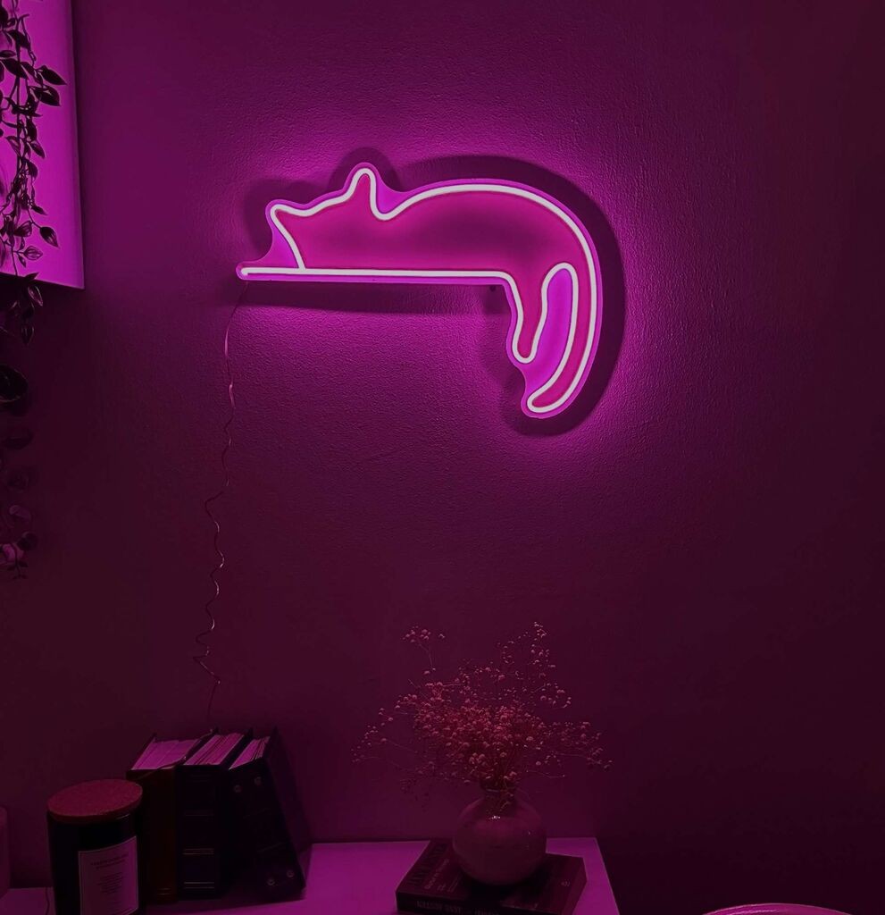 Wallity Wall LED декорација Поспана мачка, розова