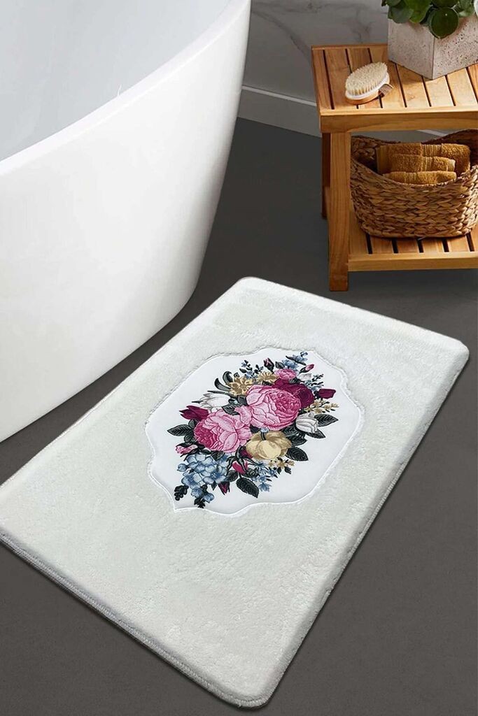 Тепих за бања L'essentiel Maison Bella Rose, бел