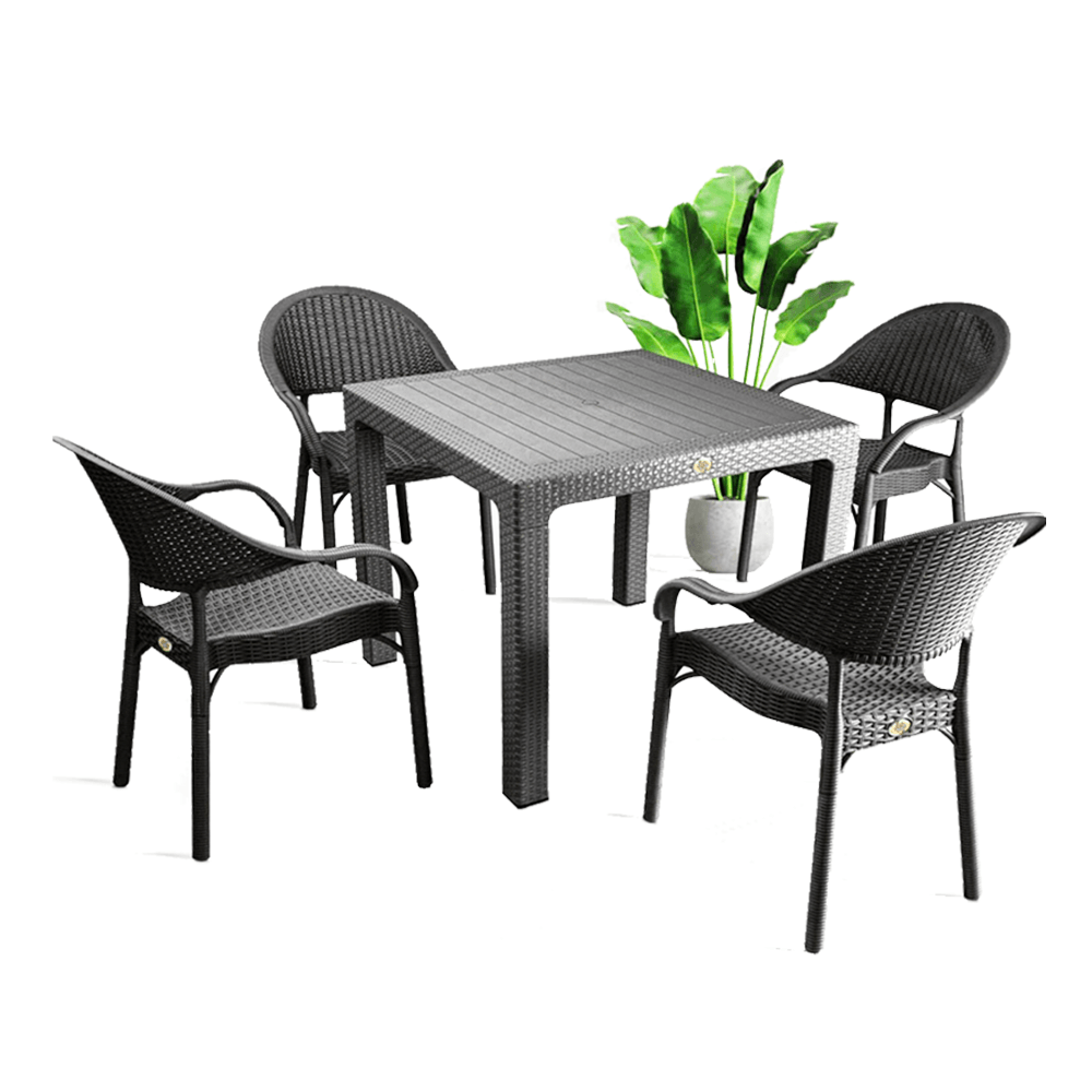 Комплет маса без стакло 90*90+4 столици бамбу*