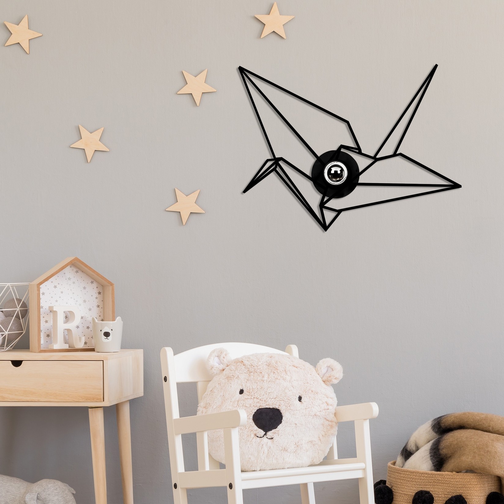 Opviq dzидна светилка E27 со приклучок, црна