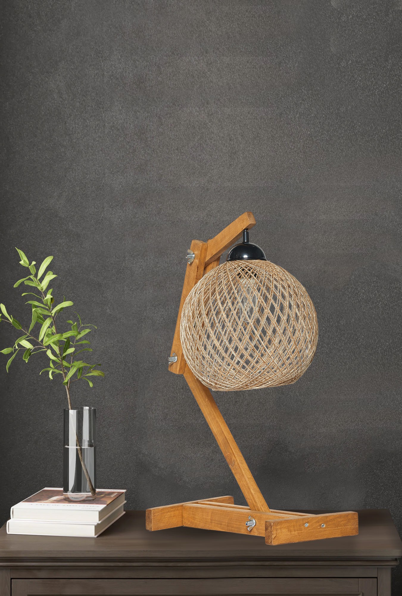 Столна ламба Opviq E27 со штекер, беж-кафеава