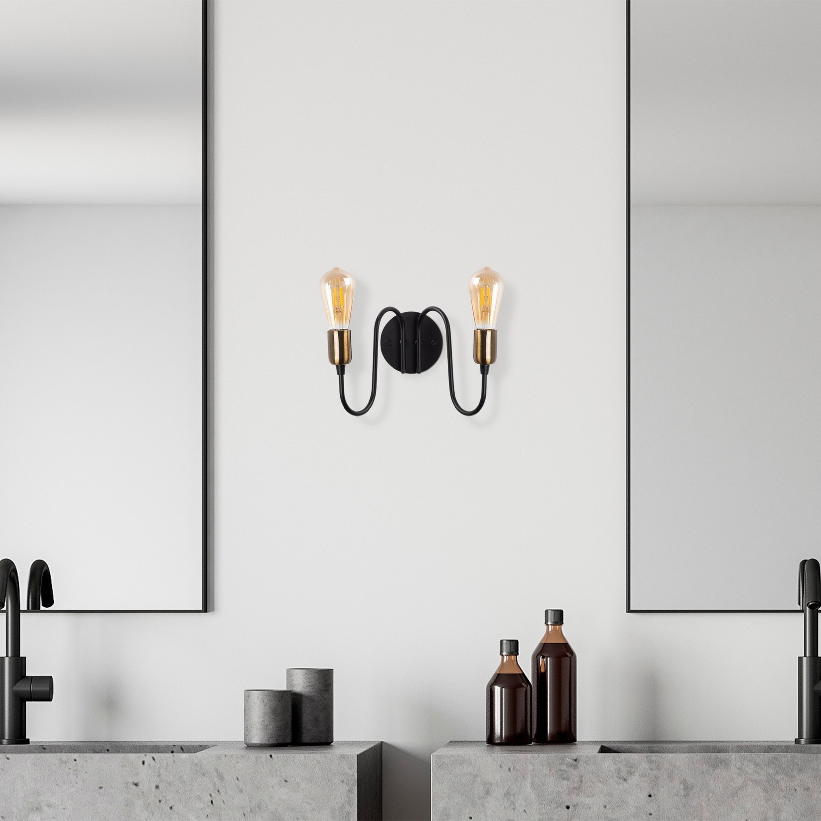 Opviq dzидна светилка 2 x E27 Max 40, црна-бронзена