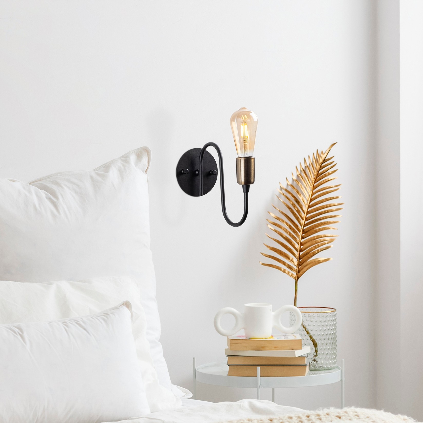 Opviq dzидна светилка E27 со приклучница, црна-бронзена