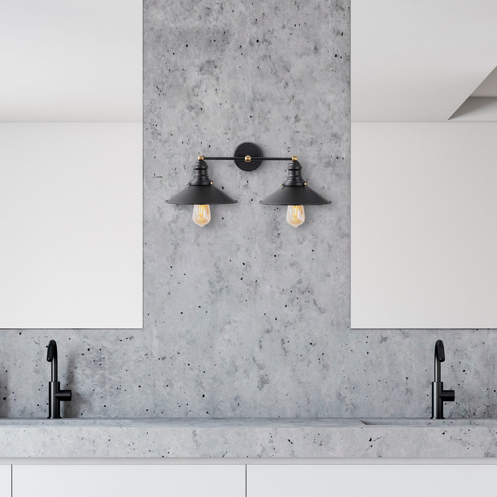 Opviq dzидна светилка E27 со приклучница, црно-златна