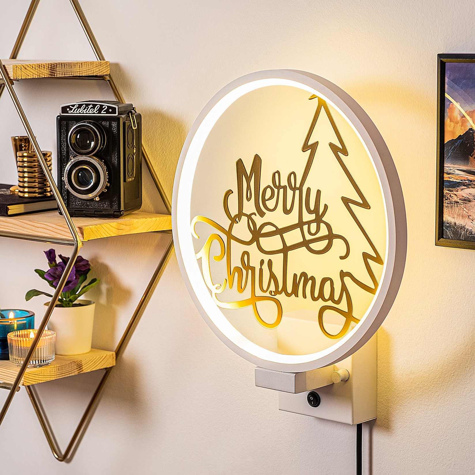 Opviq dzидна ламба, бело-златна