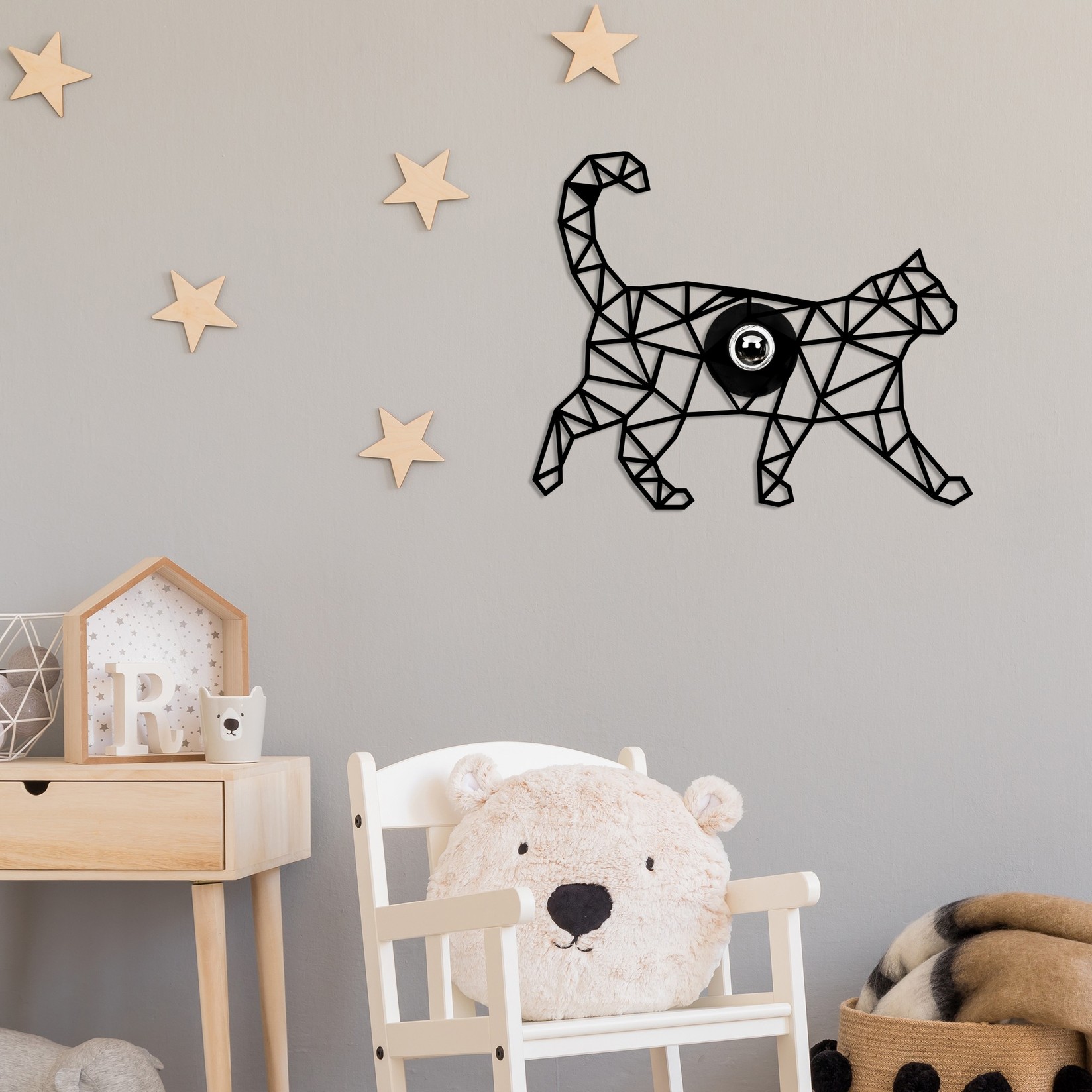 Opviq dzидна светилка E27 со приклучок, црна